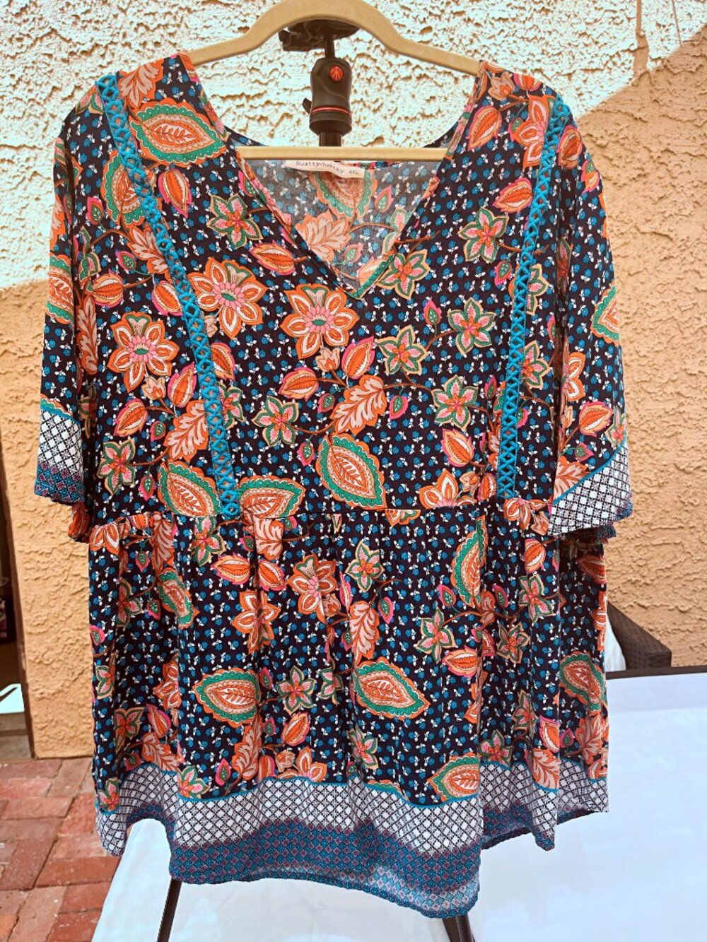 Rusttydustty Modern Bohemia Crush Ladies Fun Floral Print Top Size 4XL - Picture 8 of 9